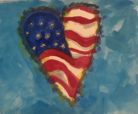 image of american flag in shape of a heart