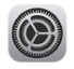 Gray and black gear logo for the Settings app on iPhones.