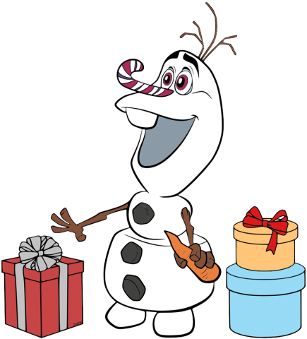 Olaf the snowman with a candy cane nose