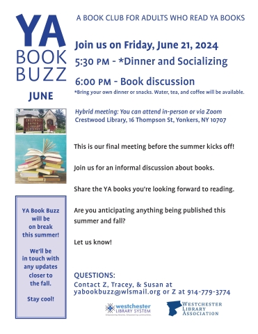 flyer for YA book buzz meeting