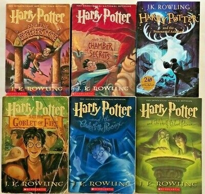 covers of 6 harry potter books