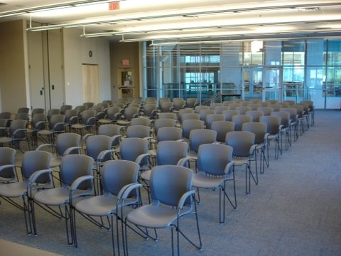 Community room setup with theater style seating