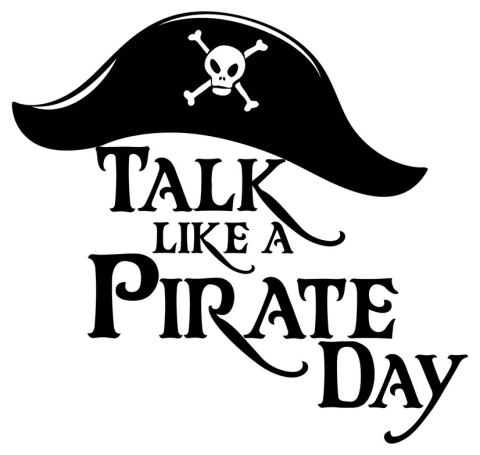 Pirate hat above text "talk like a pirate day"