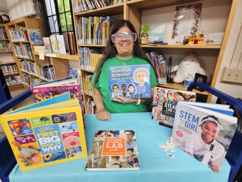 photo of Nancy with science books