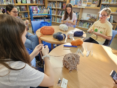 people crocheting in the Crestwood Children's Room