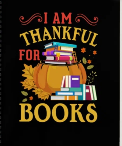 i am thankful for books with a pumkin full of books