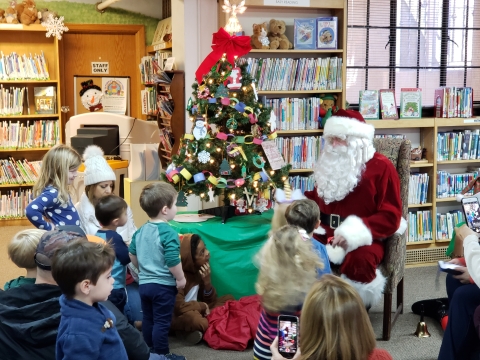 Santa visiting Crestwood Library