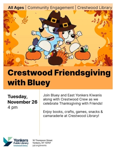 flyer advertising the program picture of bluey and pumpkins on top