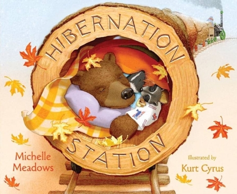 Cover of book "Hibernation Station" with sleeping animals