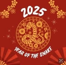 2025 year of the snake with a snake image