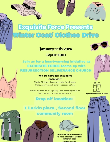 Come get your free clothes, coats and food