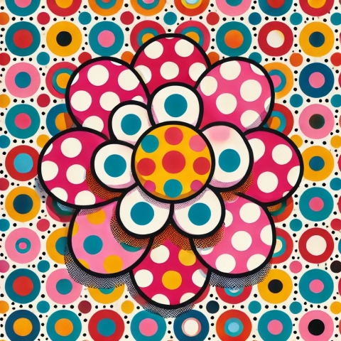 art flower in the style of Yayoi Kusama