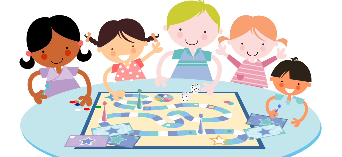 children playing board games