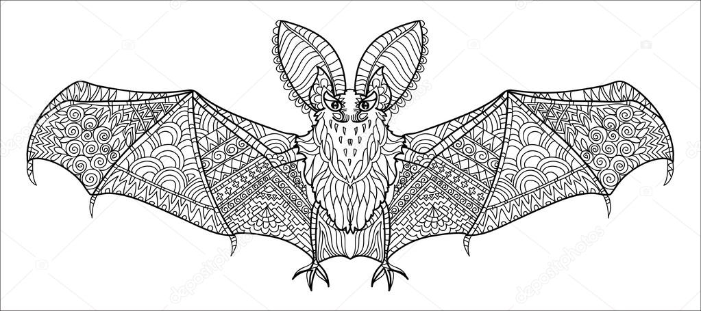 Image of a bat zen tangle drawing