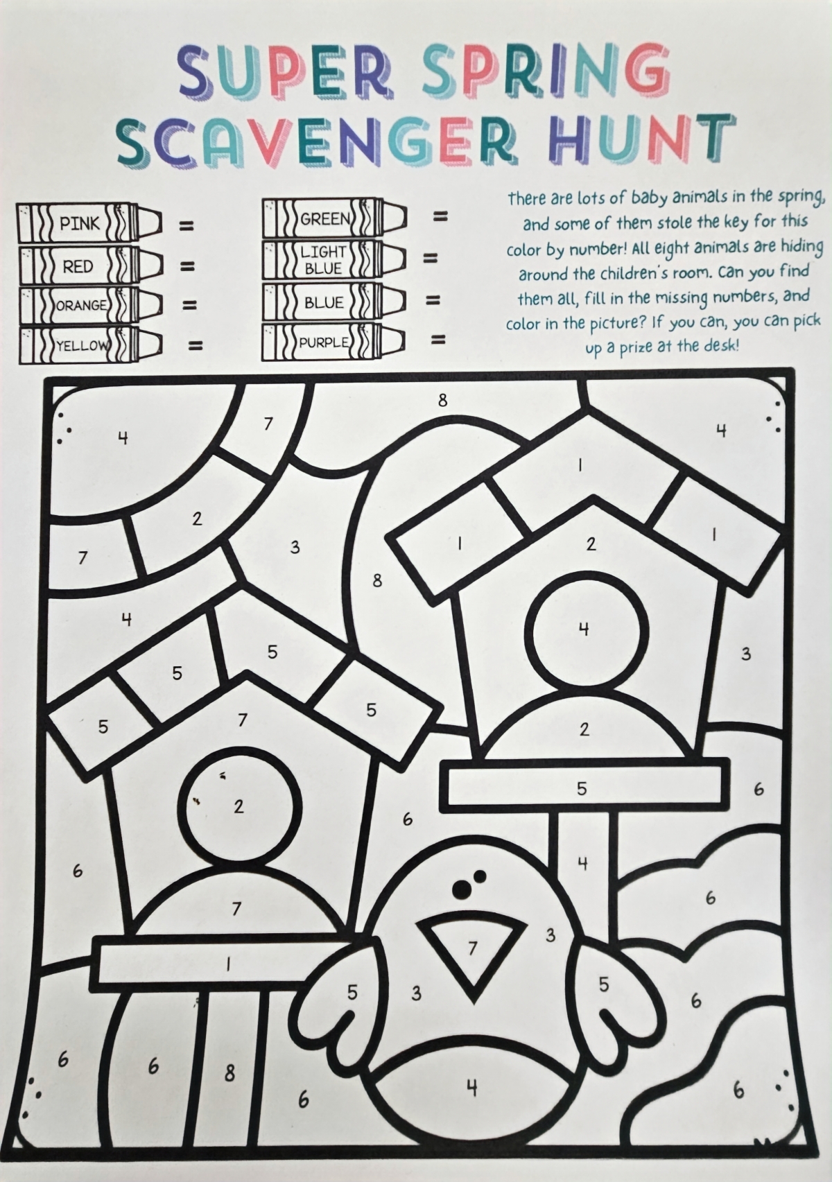 scavenger coloring hunt page