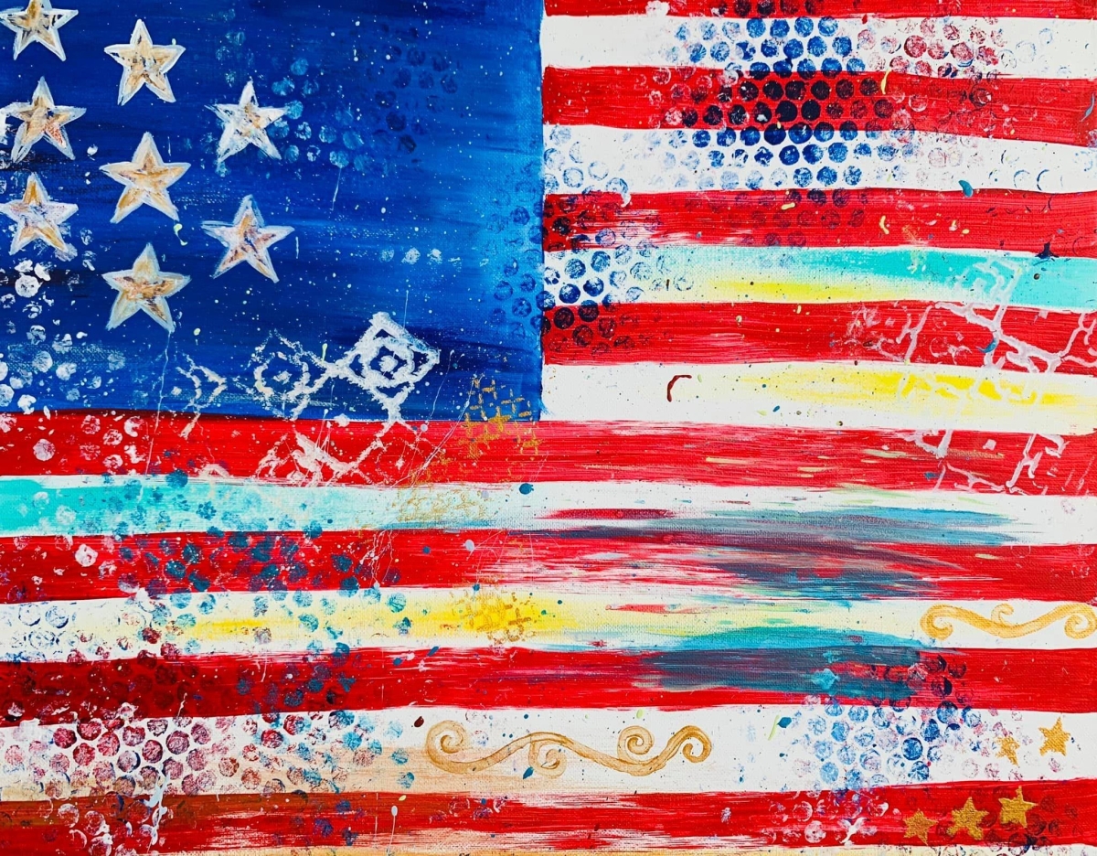 painting of the US flag
