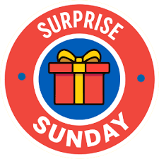 gift box with surprise and sunday written around it