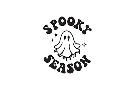 ghost with text reading "spooky season"