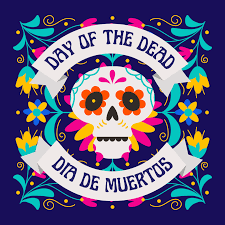 day of the dead dia de los muertos written around a skull