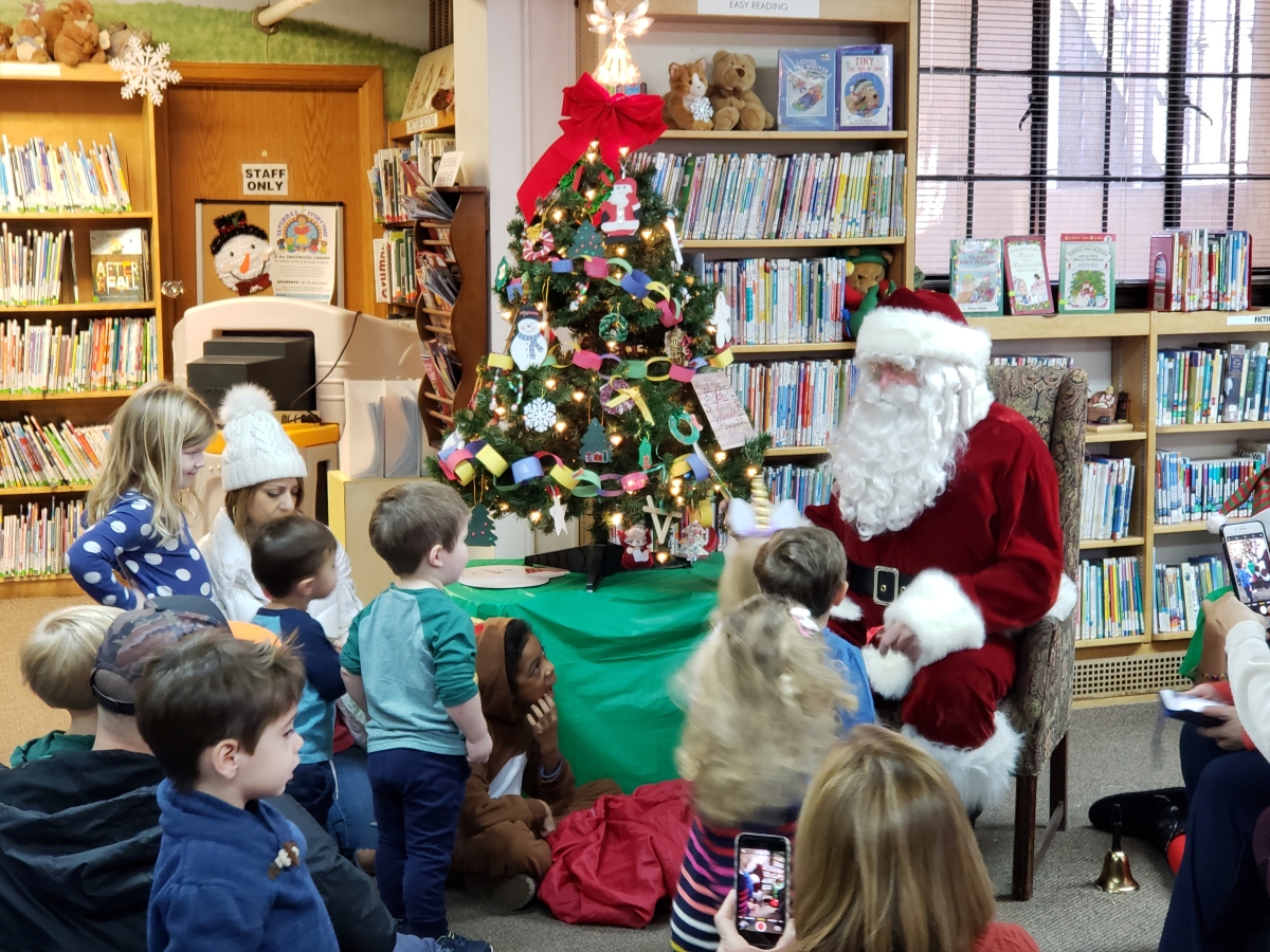 Santa visiting Crestwood Library