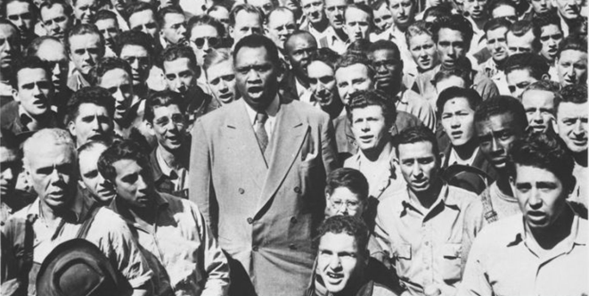 Paul Robeson in a crowd of people