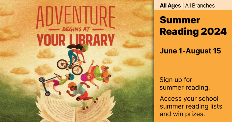Summer reading slide "adventure starts at your library"